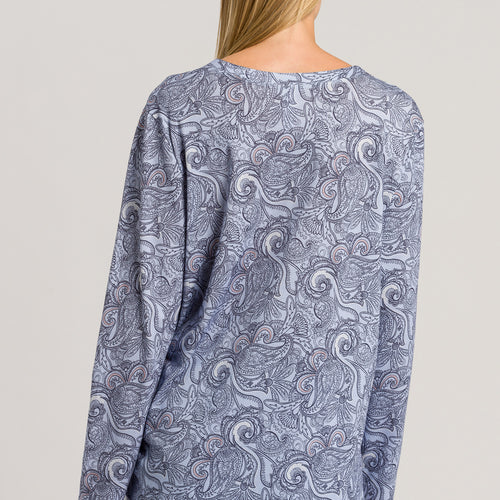 77934 Sleep And Lounge Long Sleeve Button Front Jersey Shirt - 2954 Calm Paisley