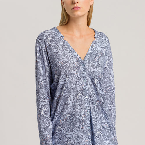 77934 Sleep And Lounge Long Sleeve Button Front Jersey Shirt - 2954 Calm Paisley