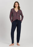 77934 Sleep And Lounge Long Sleeve Button Front Jersey Shirt - 2984 Marsala Stripe