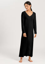 Pure Essence Cotton V-Neck Nightgown 130cm | Black 77947-019