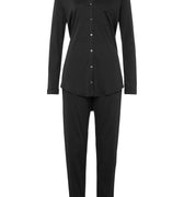 Pure Essence Button Front Soft Cotton Pajama Set | Black 77949-019