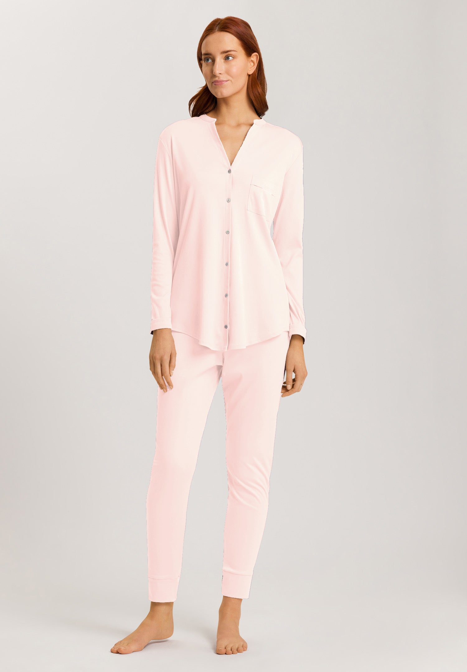 Pure Essence Button Front Soft Cotton Pajama Set | Rosewater 77949-2111