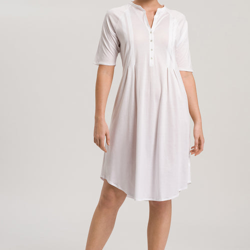 77954 Cotton Deluxe Short Sleeve Button Front Gown - 101 White