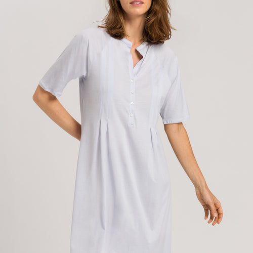 77954 Cotton Deluxe Short Sleeve Button Front Gown - 511 Blue Glow
