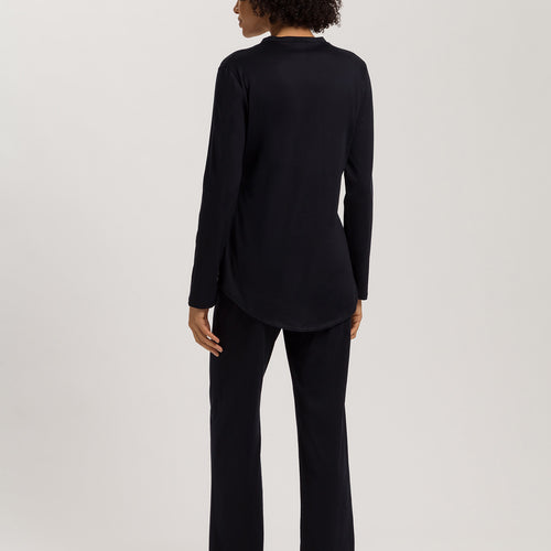 Cotton Deluxe Button Front Pajama Set | Black 77956-019