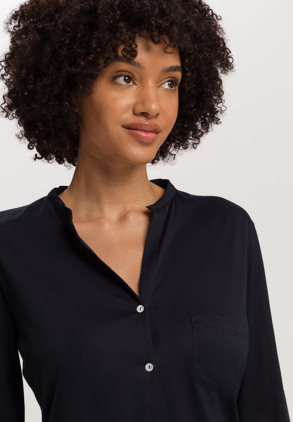 Cotton Deluxe Button Front Pajama Set | Black 77956-019