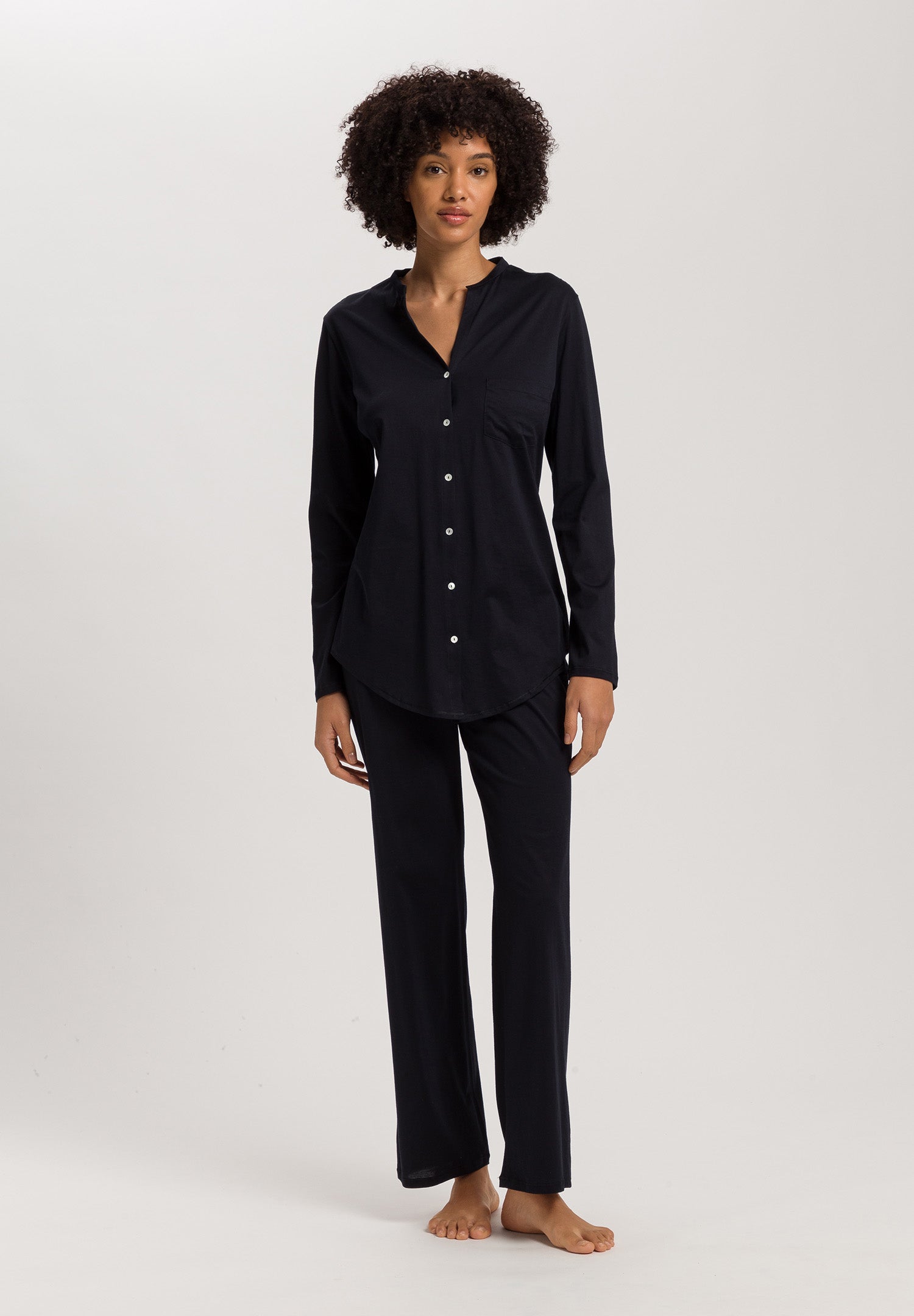Cotton Deluxe Button Front Pajama Set | Black 77956-019