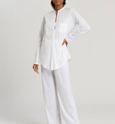 77956 Cotton Deluxe L/Slv Btt Front Pajama - 101 White