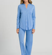 77956 Cotton Deluxe L/Slv Btt Front Pajama - 2596 Azurine