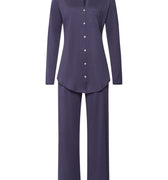 Cotton Deluxe Button Front Pajama Set | Blue Stone 77956-2610