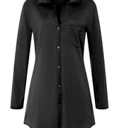 Cotton Deluxe Button Front Cotton Sleep Shirt | Black 77958-019