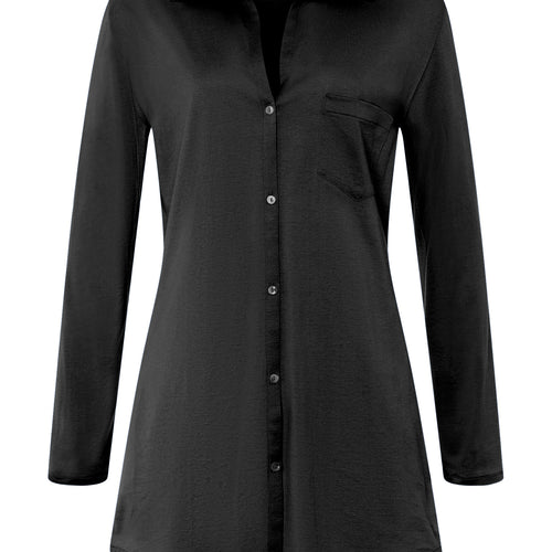 Cotton Deluxe Button Front Cotton Sleep Shirt | Black 77958-019