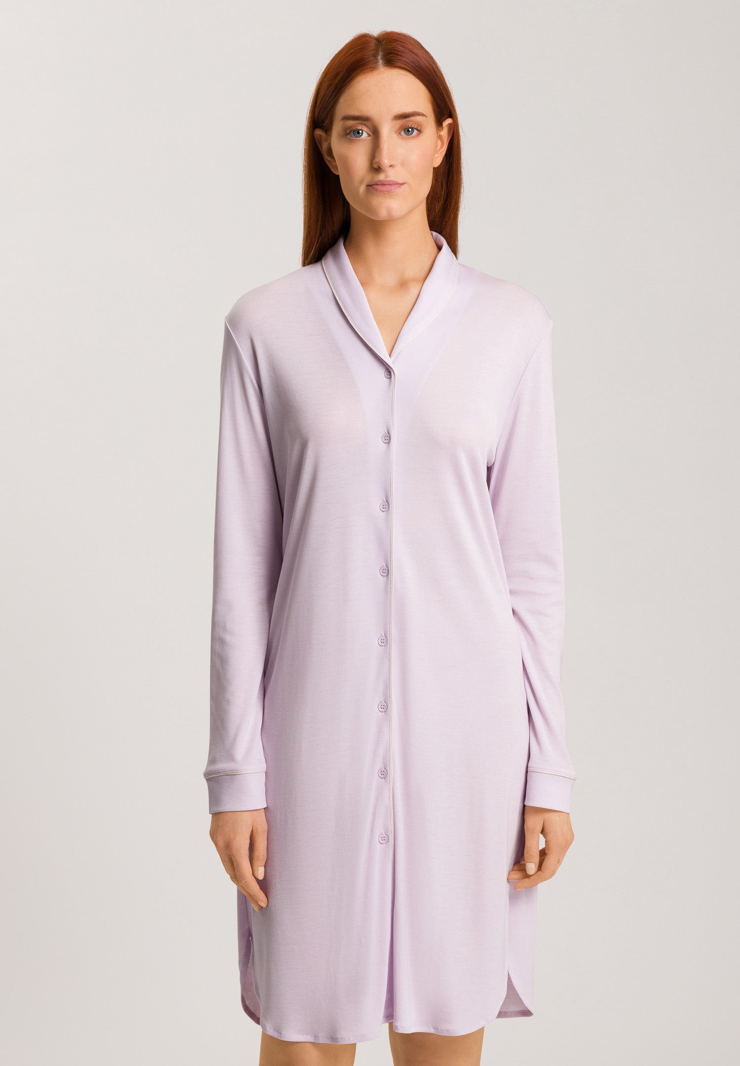 77964 Natural Comfort Long SleeveButton Front Gown - 2464 Lilac Fog