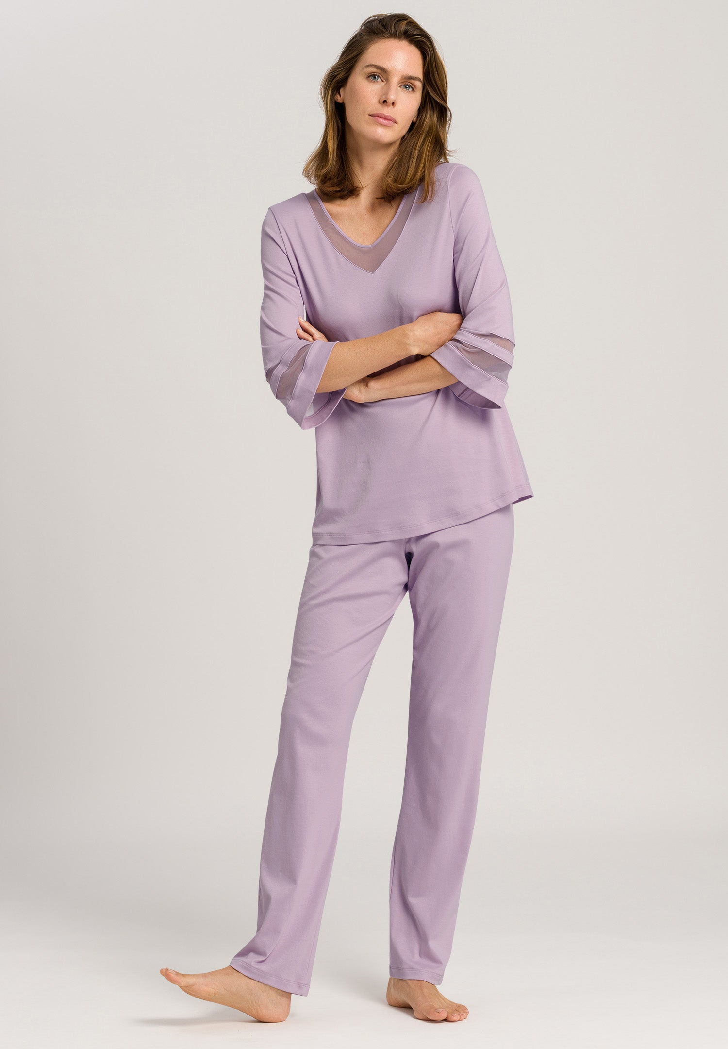 77969 Delia 3/4 Sleeve Pajama Set - 1358 Lavender Cream