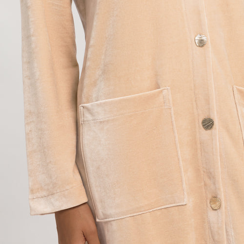 Favourites Shawl Collar Button Up Velvet Robe | Coffee Quartz 78169-2216