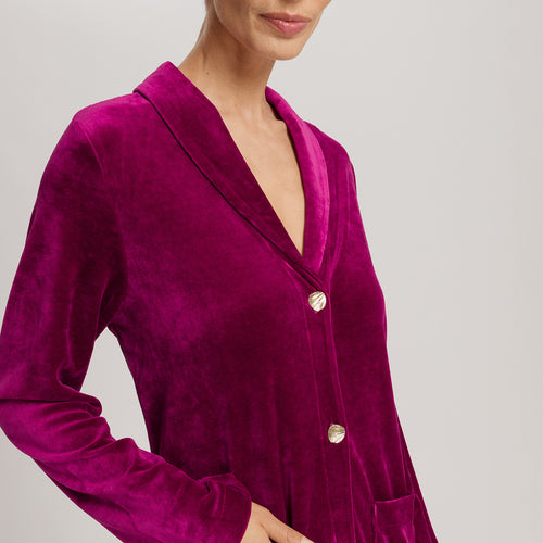 Favourites Shawl Collar Button Up Velvet Robe | Pink Tourmaline 78169-2473