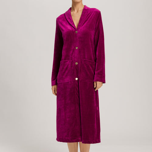 Favourites Shawl Collar Button Up Velvet Robe | Pink Tourmaline 78169-2473