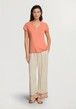 Natural Shirt S/Slv Shirt V-Neck | Light Carnelian 78256-2288