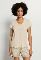 Natural Shirt S/Slv Shirt V-Neck | Oyster Gray 78256-2671