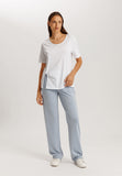 Natural Shirt Cotton Scoop Neck Top With Knot Detail | White 78402-101