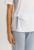 Natural Shirt Cotton Scoop Neck Top With Knot Detail | White 78402-101