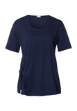 Natural Shirt Cotton Scoop Neck Top With Knot Detail | Deep Navy 78402-1610