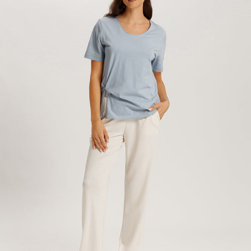 Natural Shirt Cotton Scoop Neck Top With Knot Detail | Sea Breeze 78402-2622