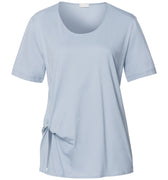 Natural Shirt Cotton Scoop Neck Top With Knot Detail | Sea Breeze 78402-2622