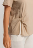 Natural Shirt Cotton Scoop Neck Top With Knot Detail | Iced Cappuccino 78402-2846