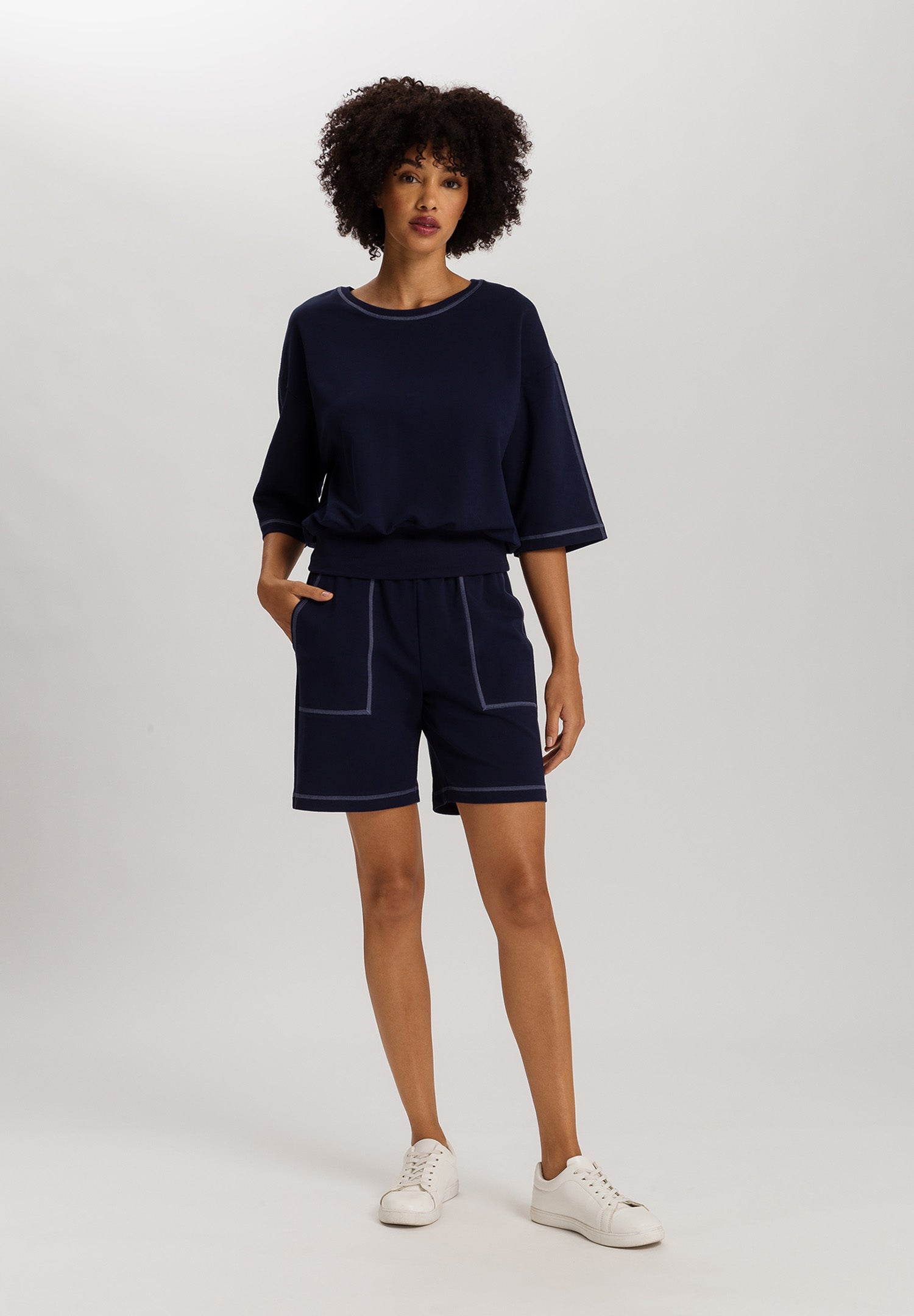 Natural Living Organic Cotton Drawsting Shorts | Deep Navy 78464-1610