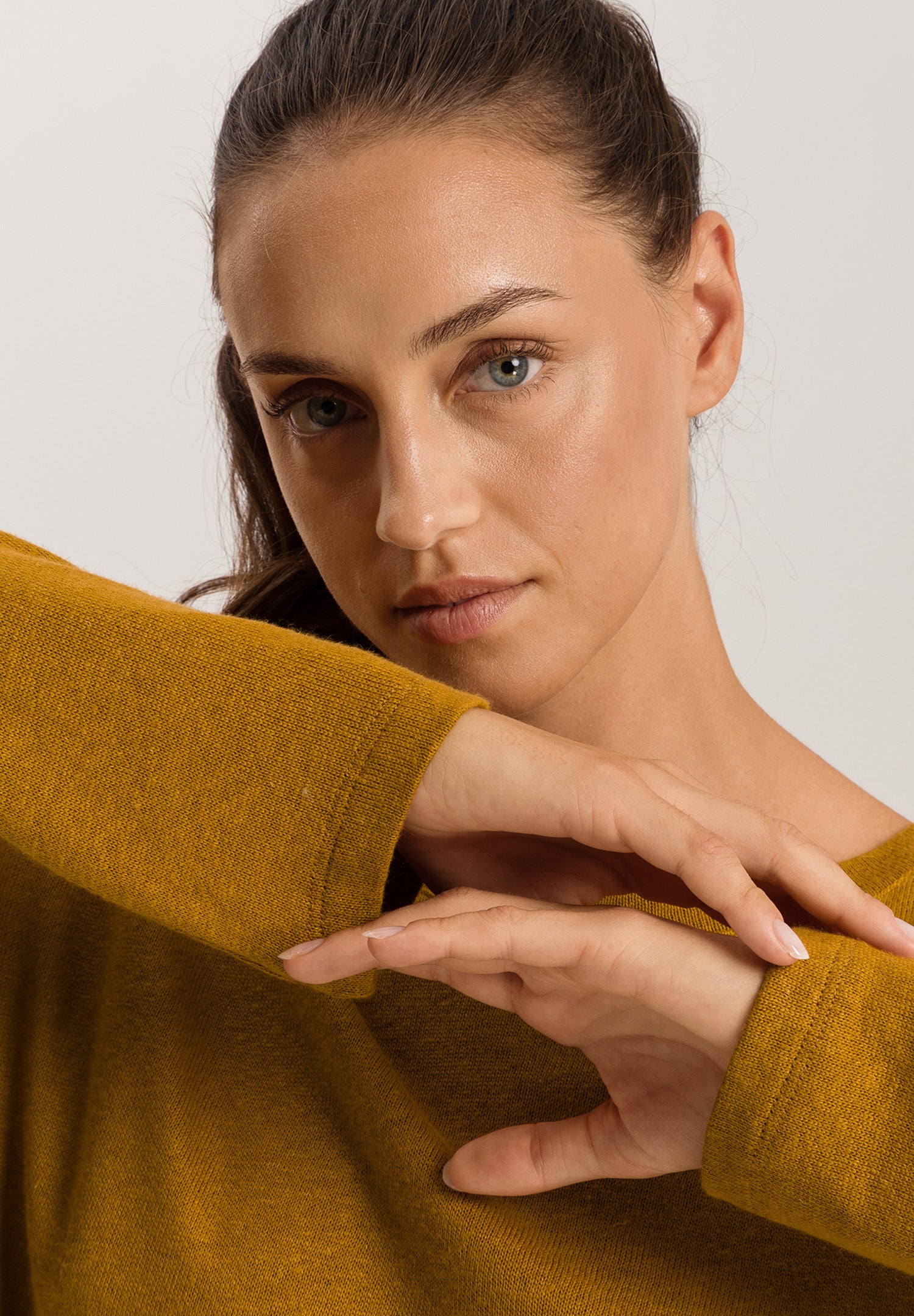 Summer Knits Relaxed Linen Blend Round Neck Top | Golden Cumin 78878-2803
