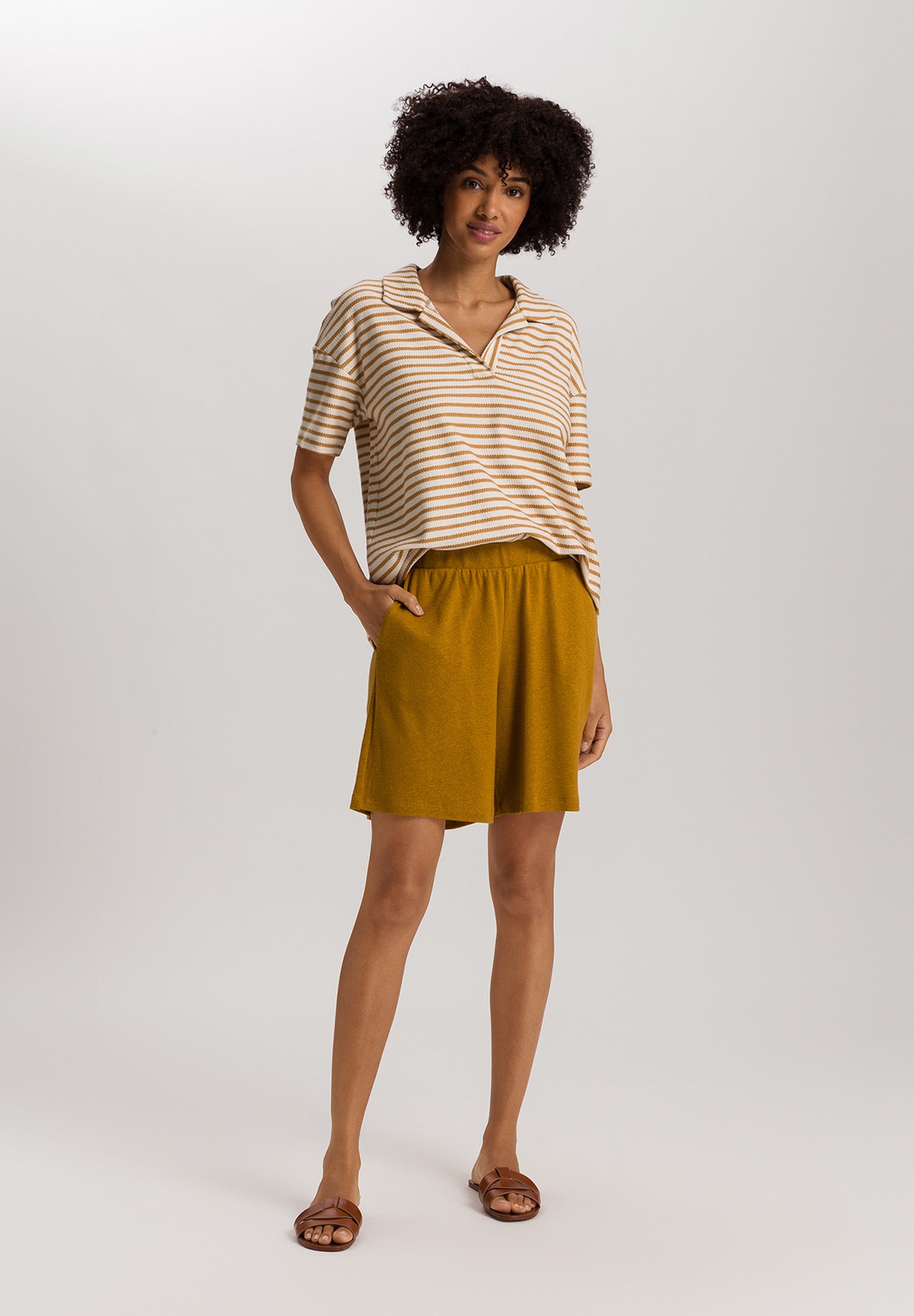 Summer Knits Linen Blend Shorts | Golden Cumin 78879-2803