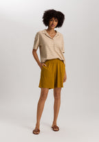 Summer Knits Organic Cotton Structured Collar Top | Golden Cumin Stripe 78881-3030