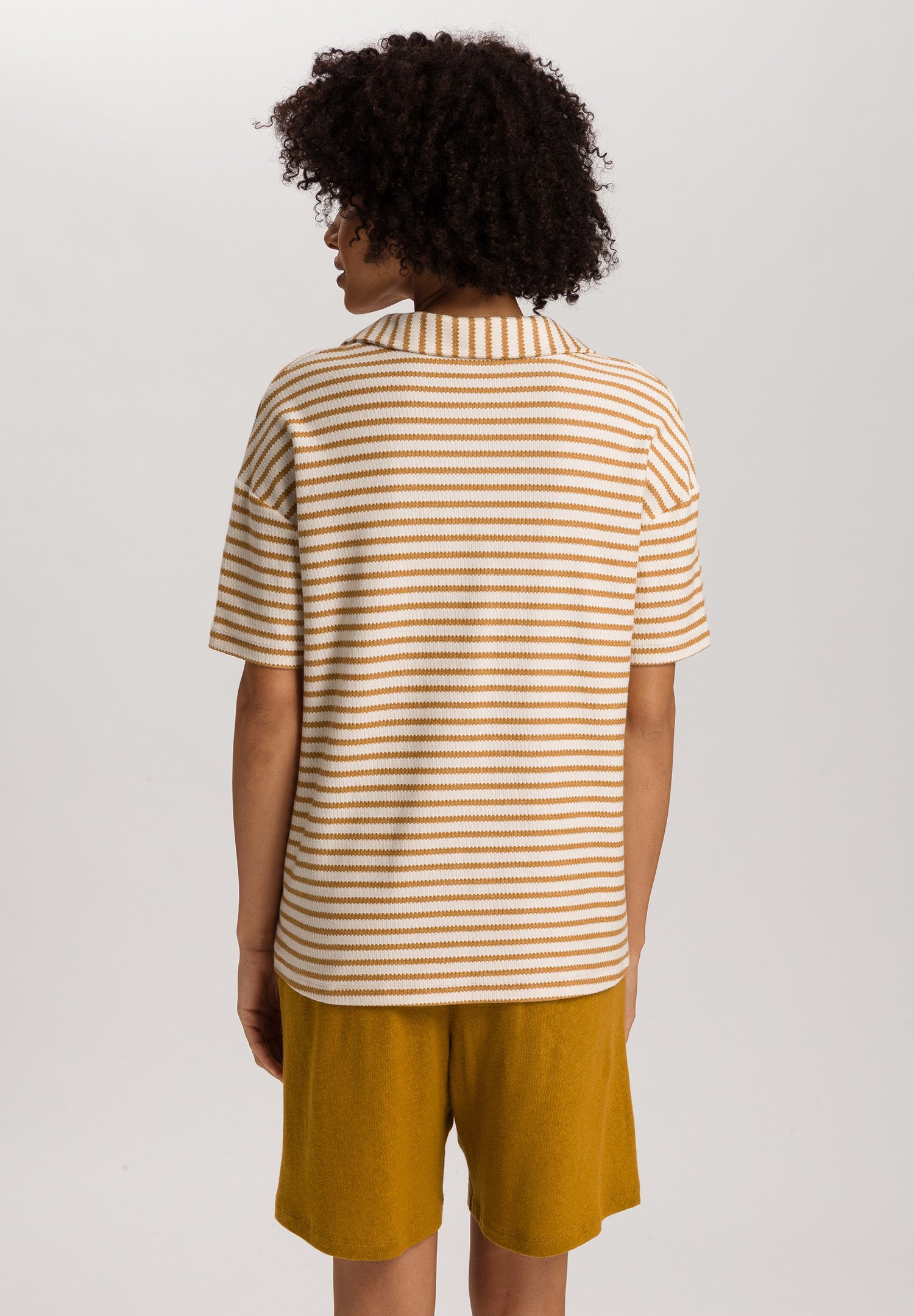 Summer Knits Organic Cotton Structured Collar Top | Golden Cumin Stripe 78881-3030