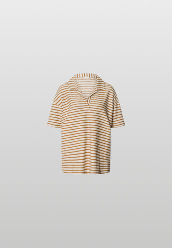 Summer Knits Organic Cotton Collared Top | Golden Cumin Stripe 78881-3030