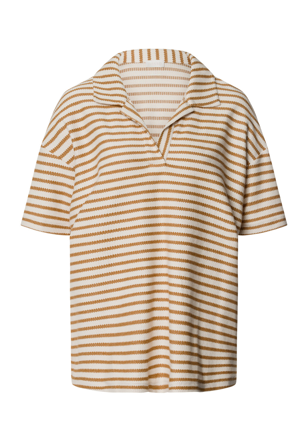 Summer Knits Organic Cotton Structured Collar Top | Golden Cumin Stripe 78881-3030
