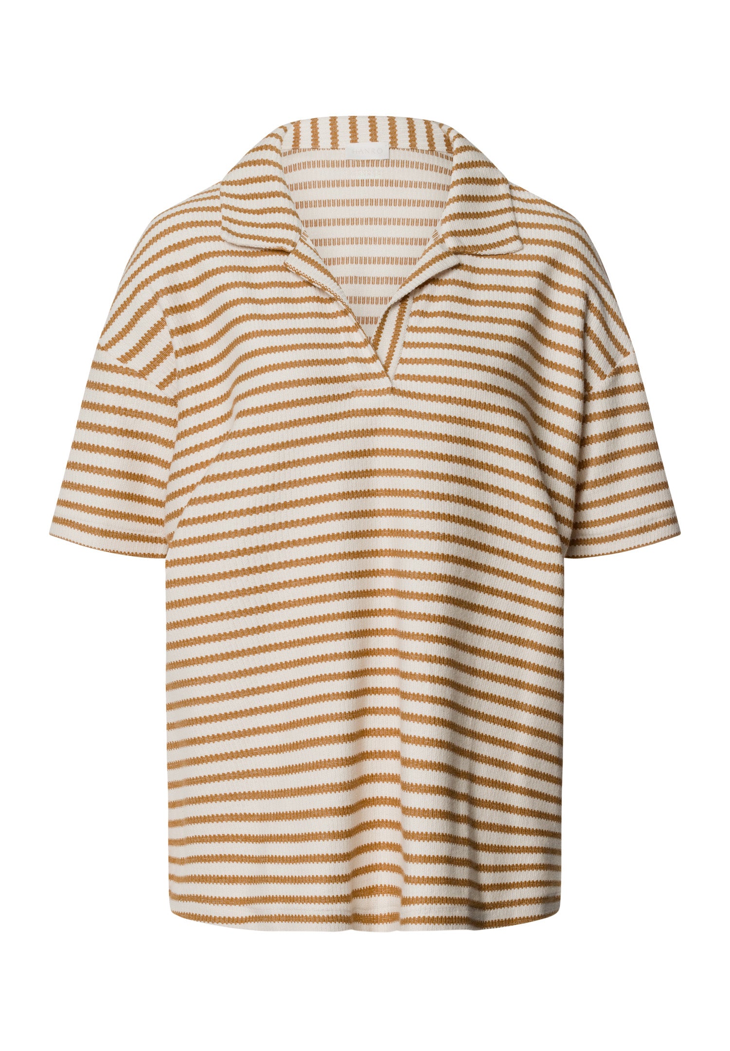 Summer Knits Organic Cotton Structured Collar Top | Golden Cumin Stripe 78881-3030