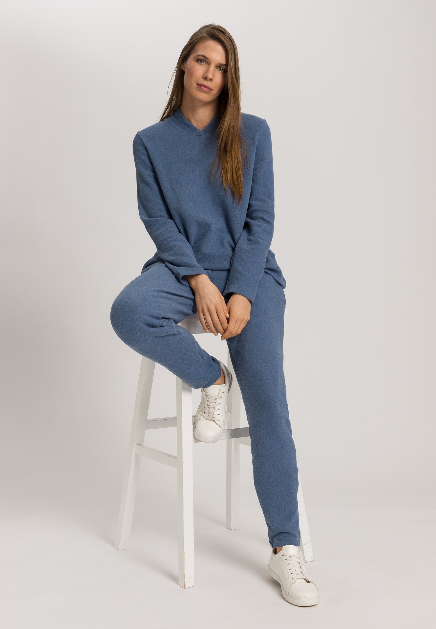 Easy Wear Recycled Cotton Blend Pants | Delicate Blue 78893-3057