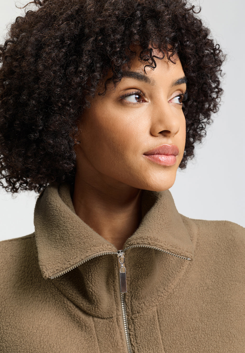 Easy Wear Cotton Blend Zip-Up Collared Vest | Suede Camel 78932-2825