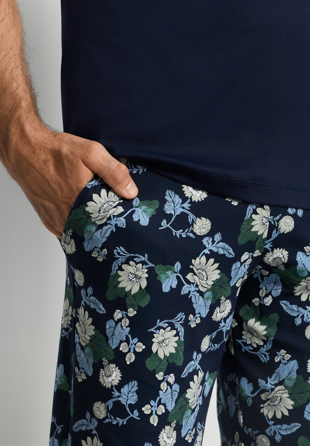 Night And Day Crew Neck Cotton Short Pajama Set | Fine Lined Print 79267-1251