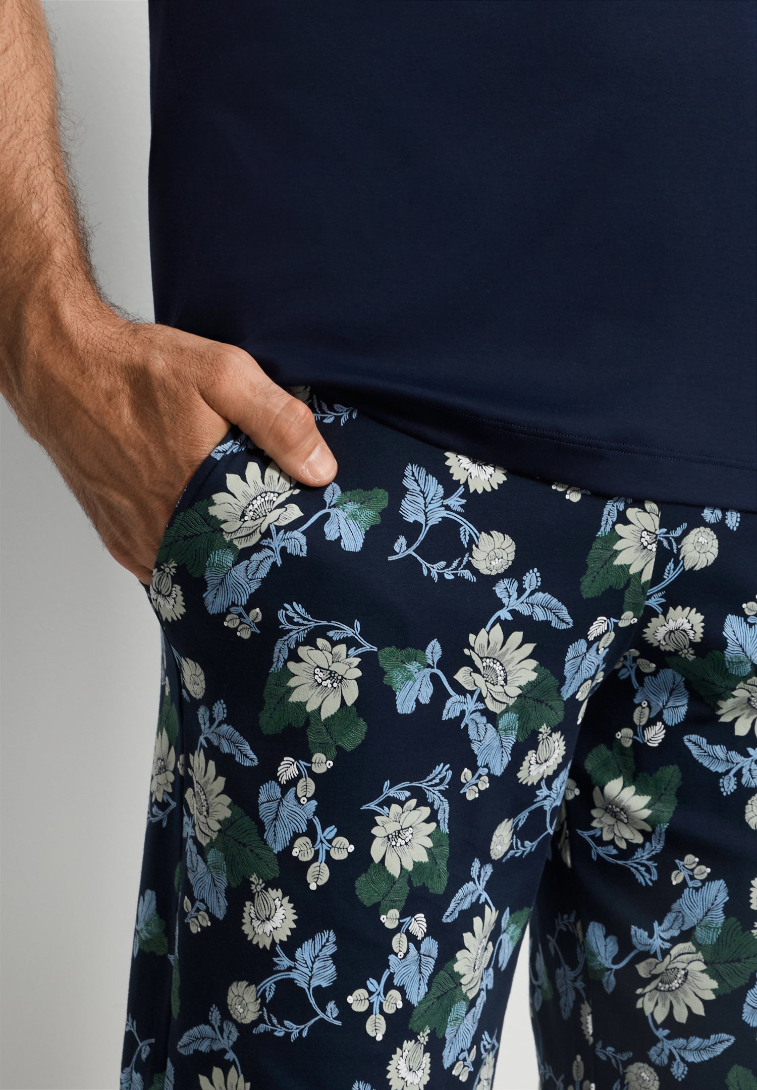 Night And Day Crew Neck Cotton Short Pajama Set | Fine Lined Print 79267-1251