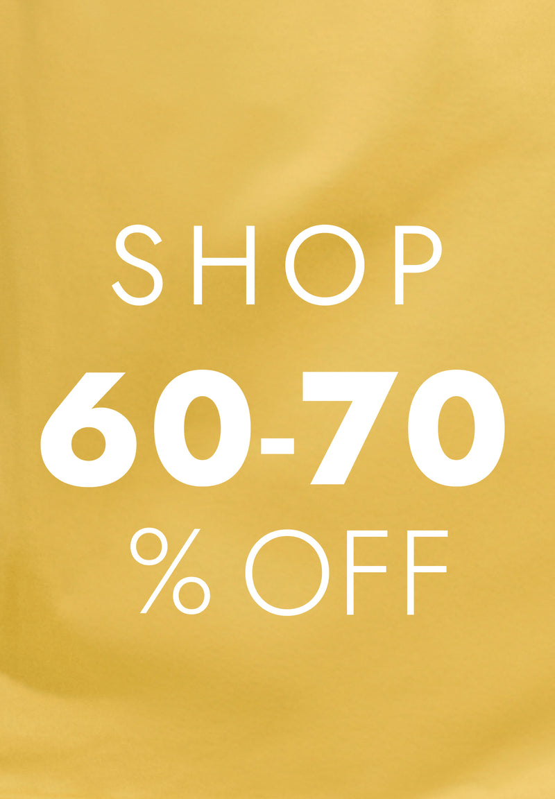 "shop 60-70% off" promo text on yellow background