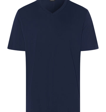 Navy blue t-shirt on a white background