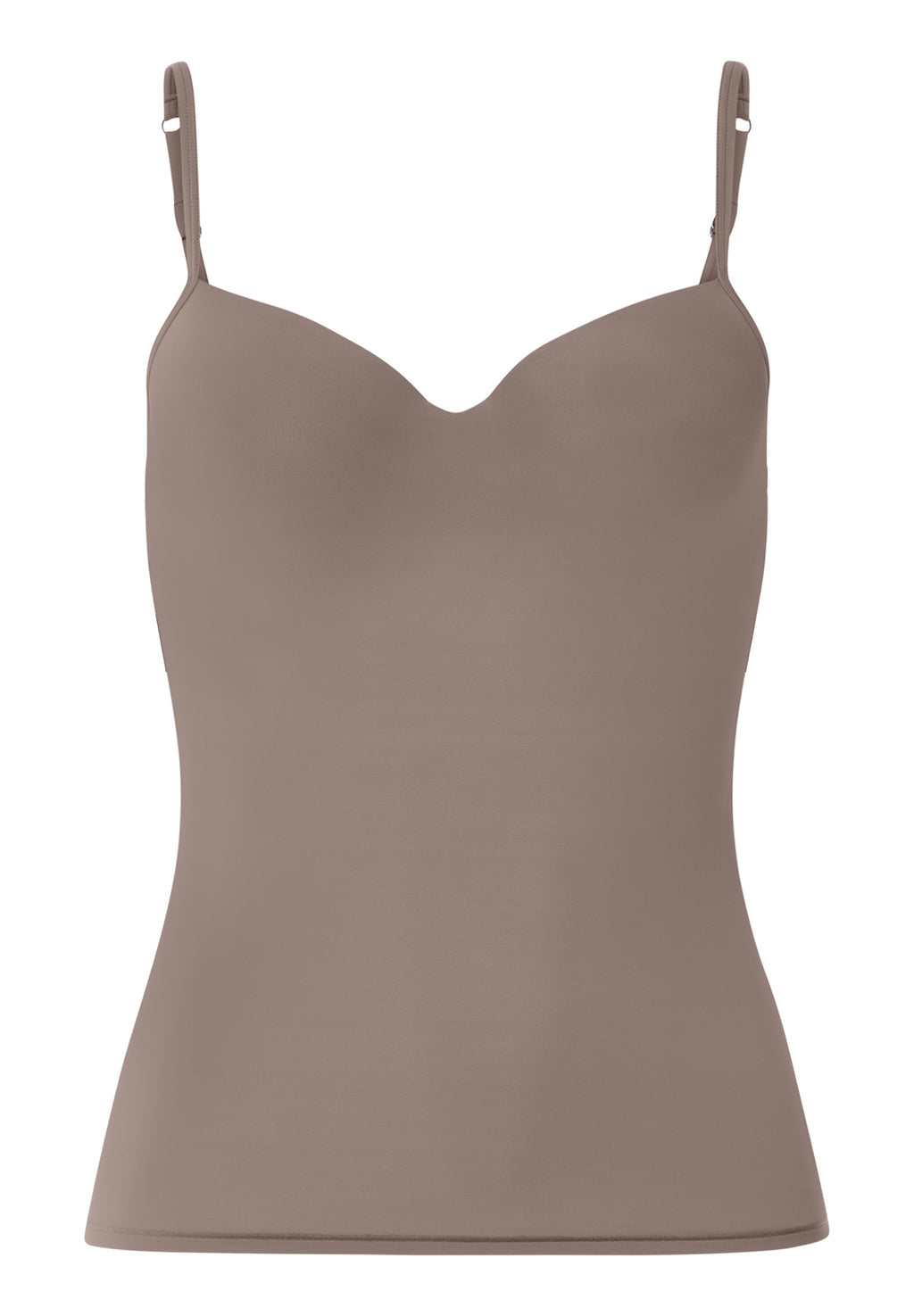 Brown camisole with thin straps on a white background