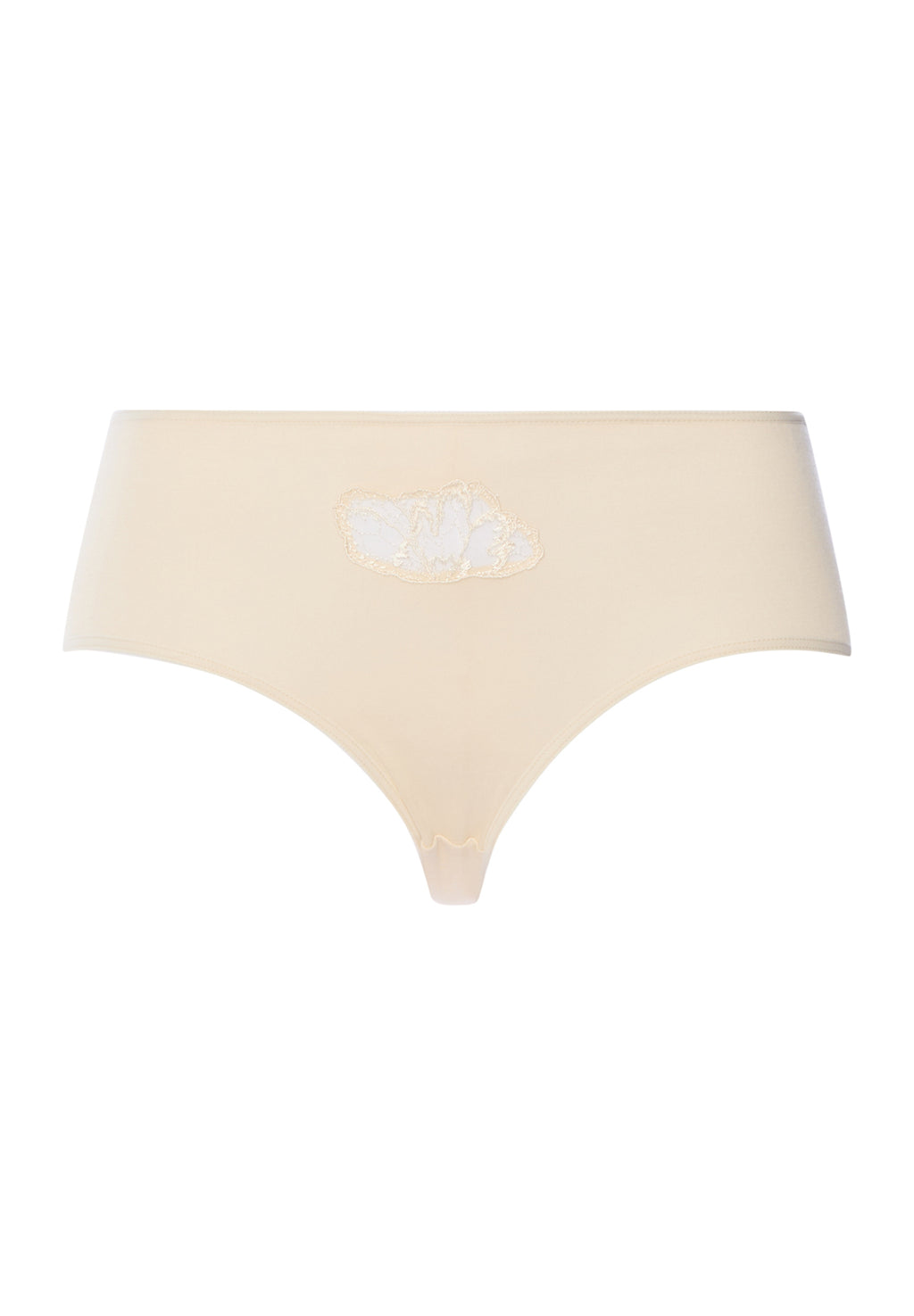 Beige women's underwear with a subtle design on a white background