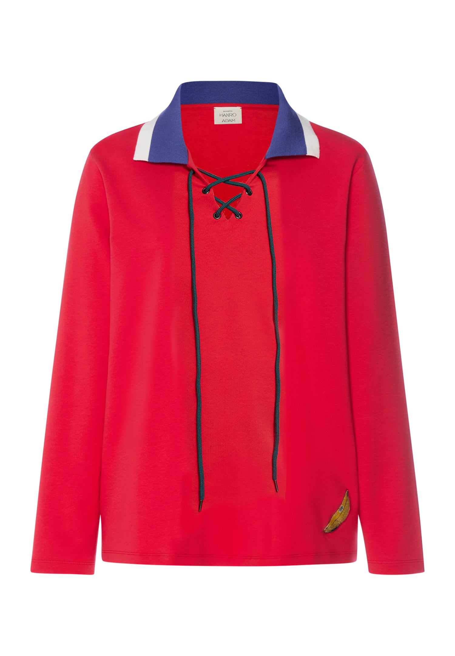 Charlotte Adam x HANRO Cotton Blend Lace-Up Collared Shirt | Cherry Red 74718-2442