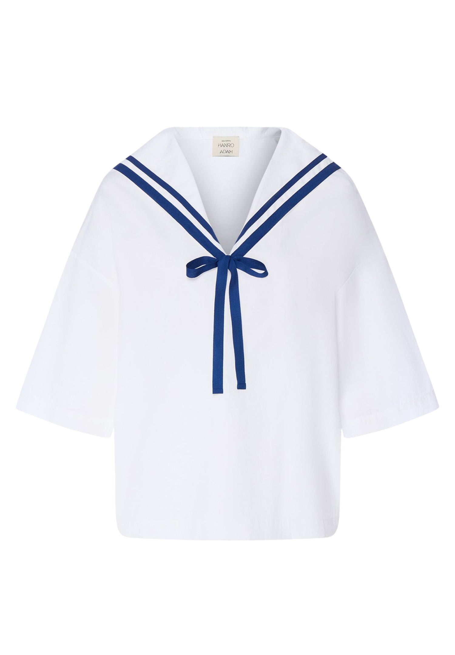 Charlotte Adam x HANRO Cotton Sailor Collared Top | White 74724-101