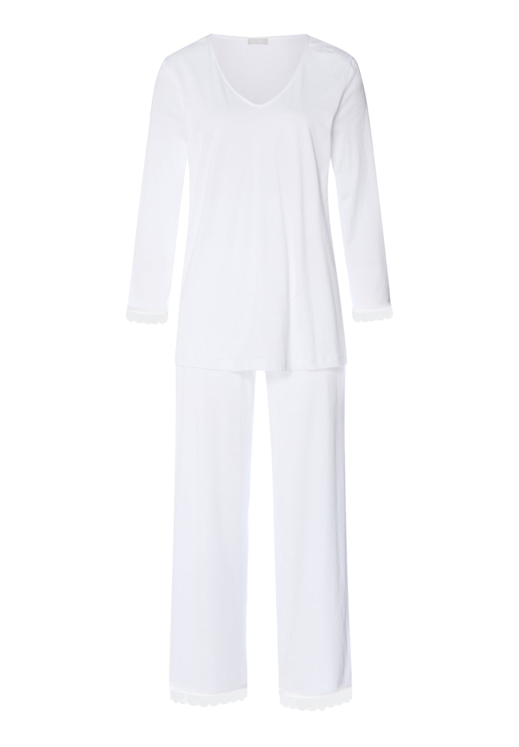 Inaya Scalloped Lace Cotton Pajama Set | White 74739-101