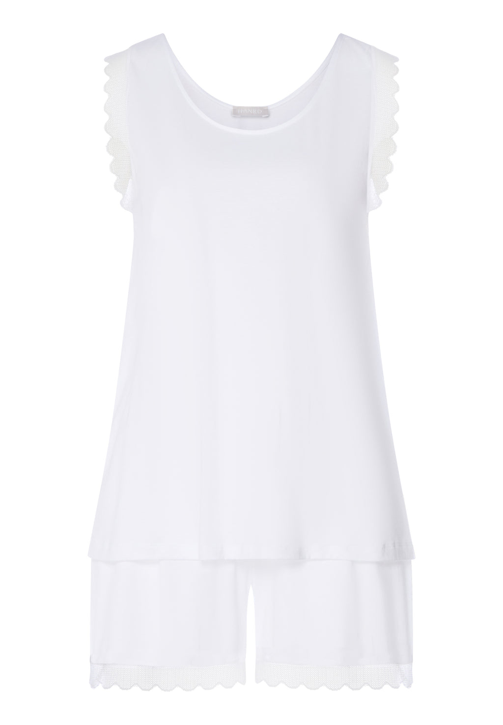 Inaya Scalloped Lace Cotton Pajama Set | White 74738-101