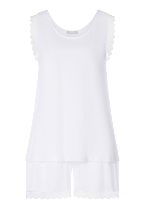Inaya Scalloped Lace Cotton Pajama Set | White 74738-101